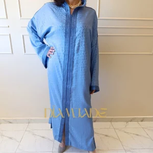 Caftan Makhzani bleu ciel  en Brocart Satiné