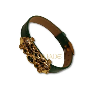 Bracelet Beldi pendentif en plaqué or ceinture cuir chic et moderne