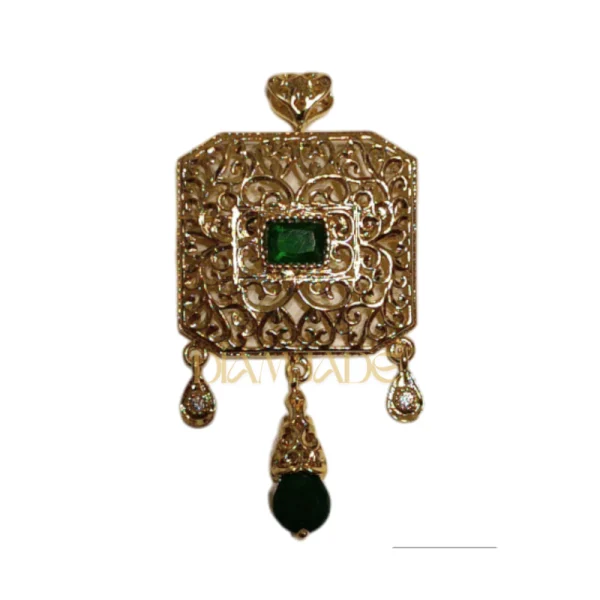 Broche carrée Beldi traditionnel en plaqué or chic et moderne