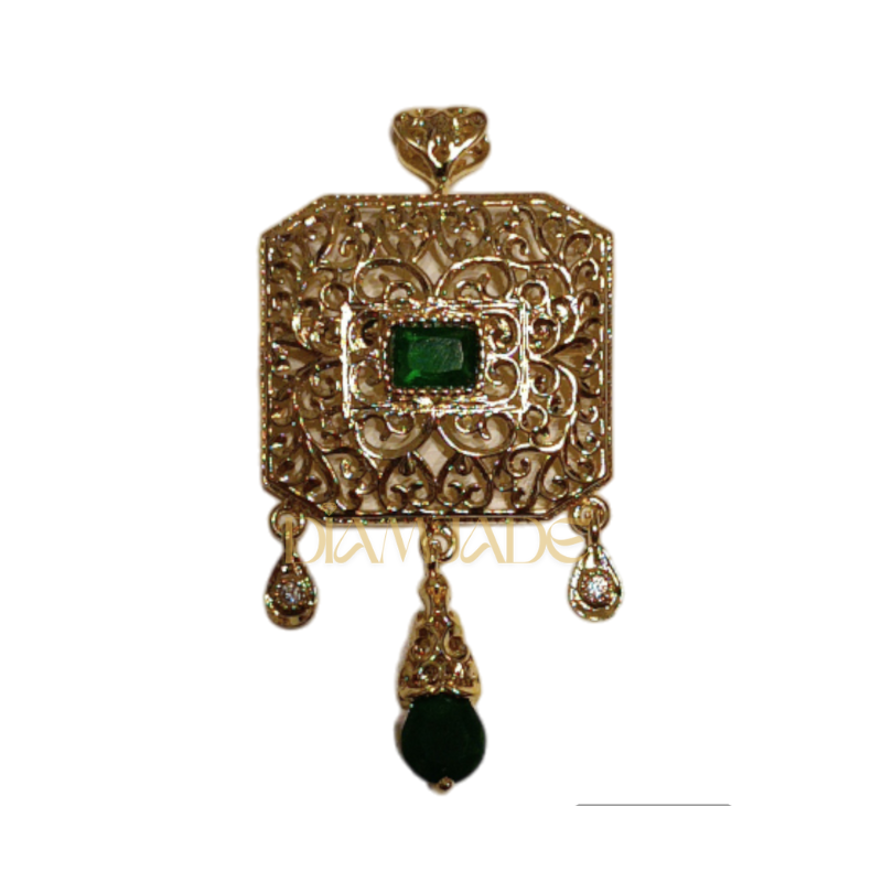 Broche carrée Beldi traditionnel en plaqué or chic et moderne