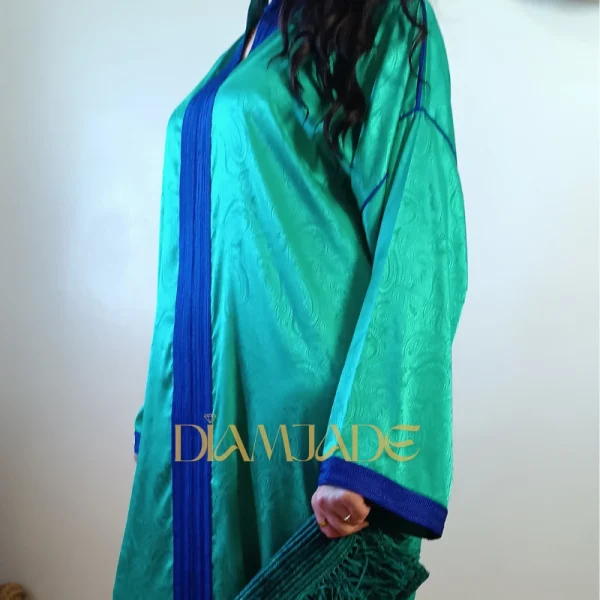 Caftan Makhzani vert bleu en Brocart Satiné – Image 2