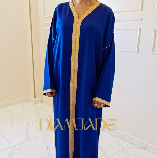 Caftan Makhzani bleu roi en Sam Hor - vue de face