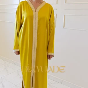 Caftan Makhzani Jaune Moutard en Sam Hor - vue de face