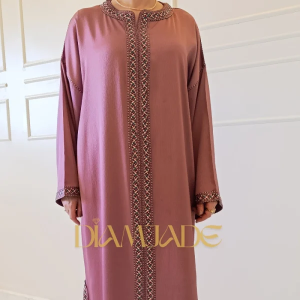 Caftan Makhzani Rose finition artisanale