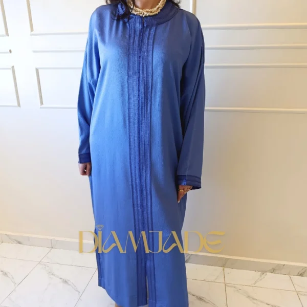 Caftan Makhzani jaune moutarde finition artisanale