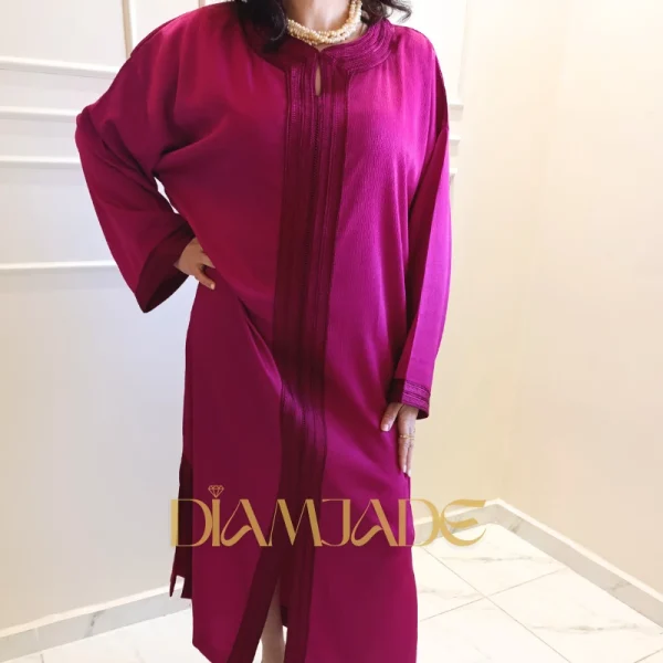 Caftan Makhzani rose fushia finition artisanale