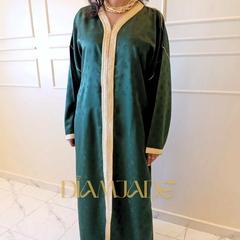 Caftan Makhzani Vert profond en Sam Hor - vue de face