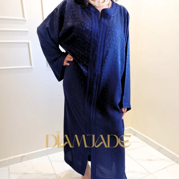 Caftan Makhzani Bleu marine finition artisanale